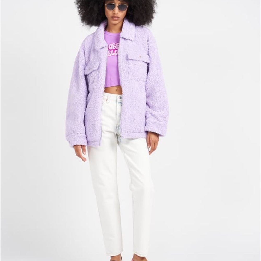 NWT Obey Brenda Cozy Pur in Purple Rose Teddy Bear Sherpa Jacket M / L - Picture 6 of 16